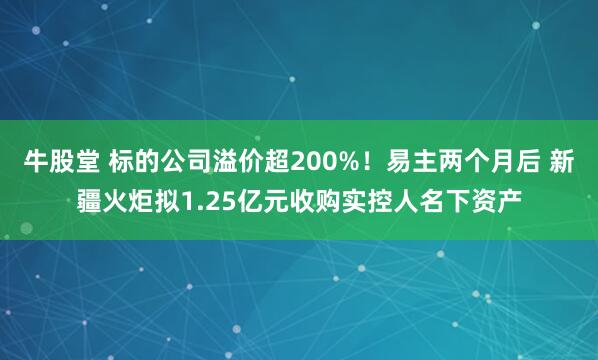 牛股堂 标的公司溢价超200%!易主两个月后 新疆火炬拟1.25亿元收购实控人名下资产